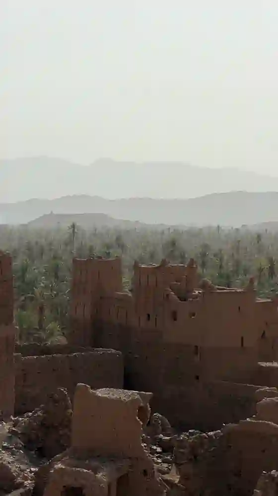 Earthen architecture and palm groves in Afra, southern Morocco
